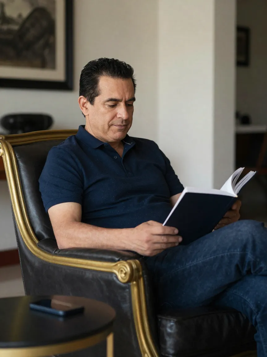 Propietario tranquilo en su casa