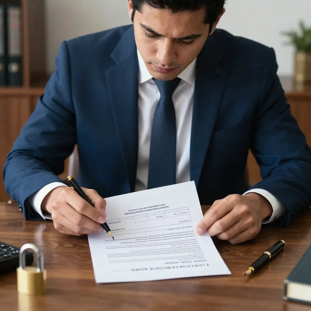 Abogado mexicano revisa un CFDI de renta junto a un contrato de arrendamiento