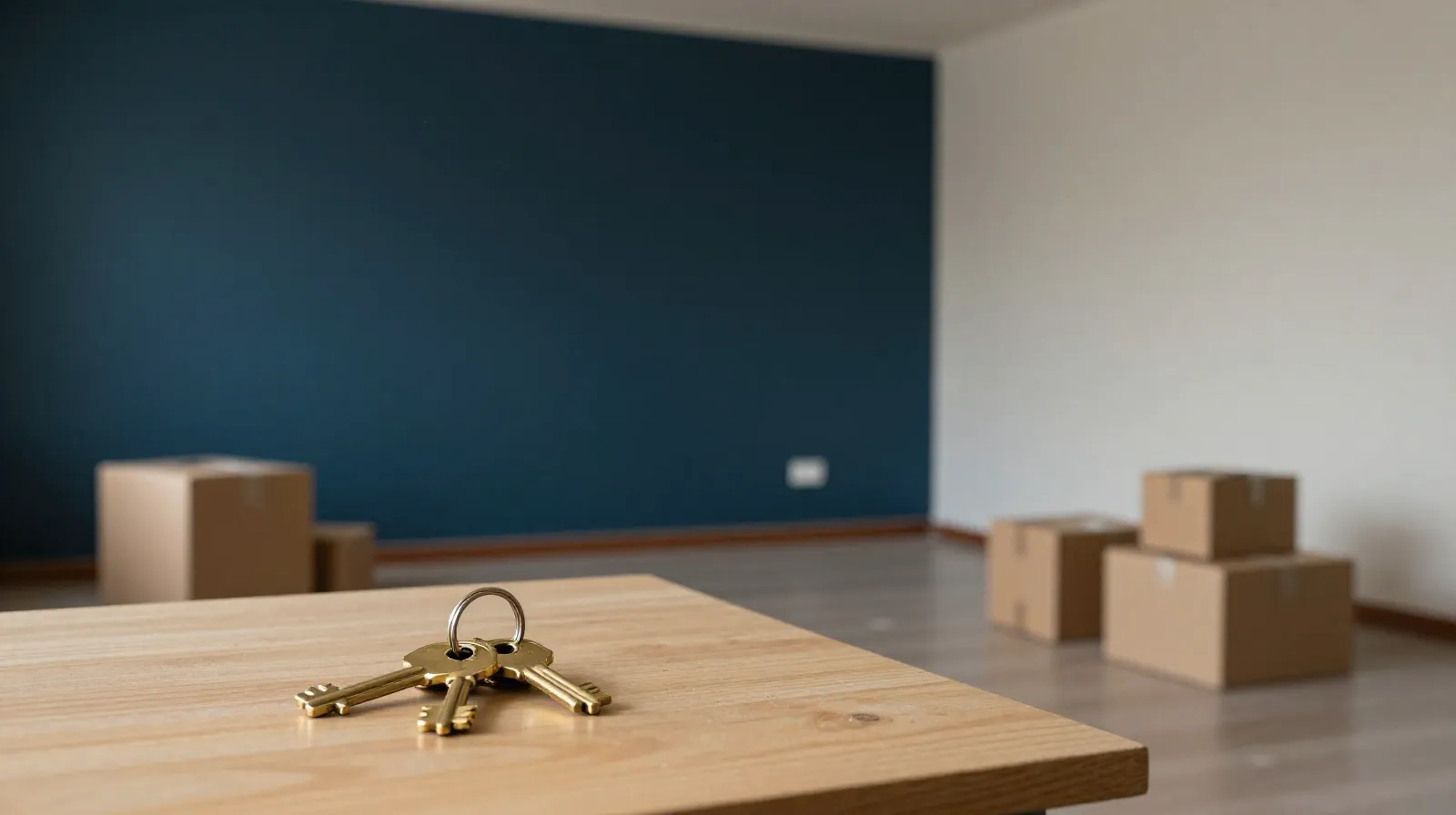 Departamento con paredes dañadas y llaves abandonadas sobre la mesa