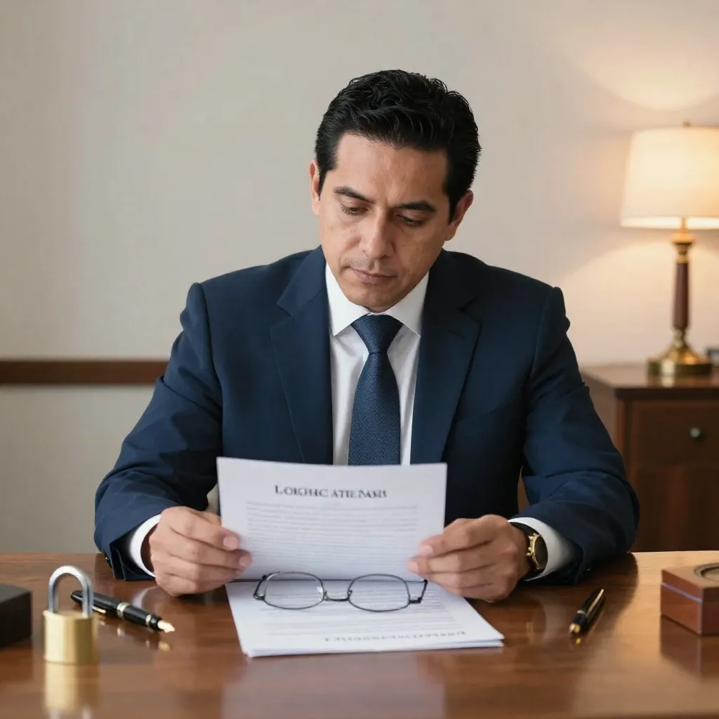 Abogado revisando el contrato completo antes de la firma