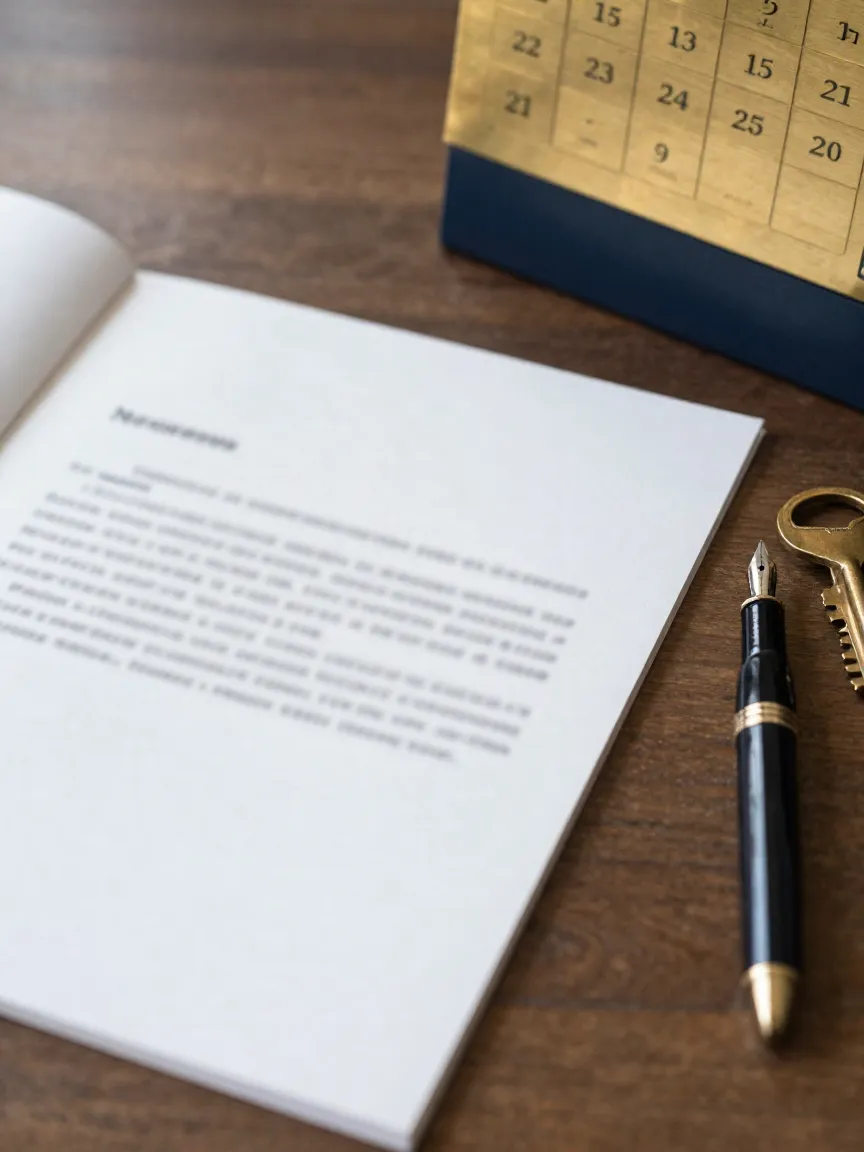 Carta de aviso de visita sobre un escritorio
