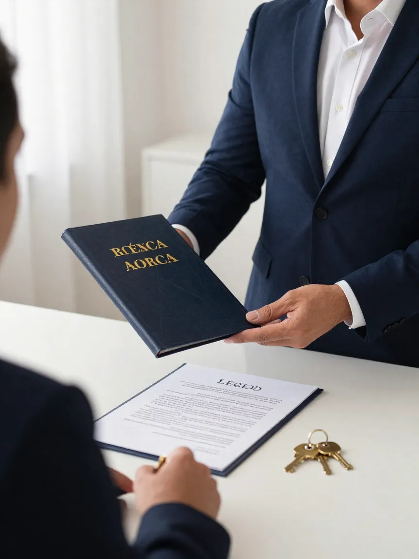 Propietario entregando el reglamento junto con el contrato