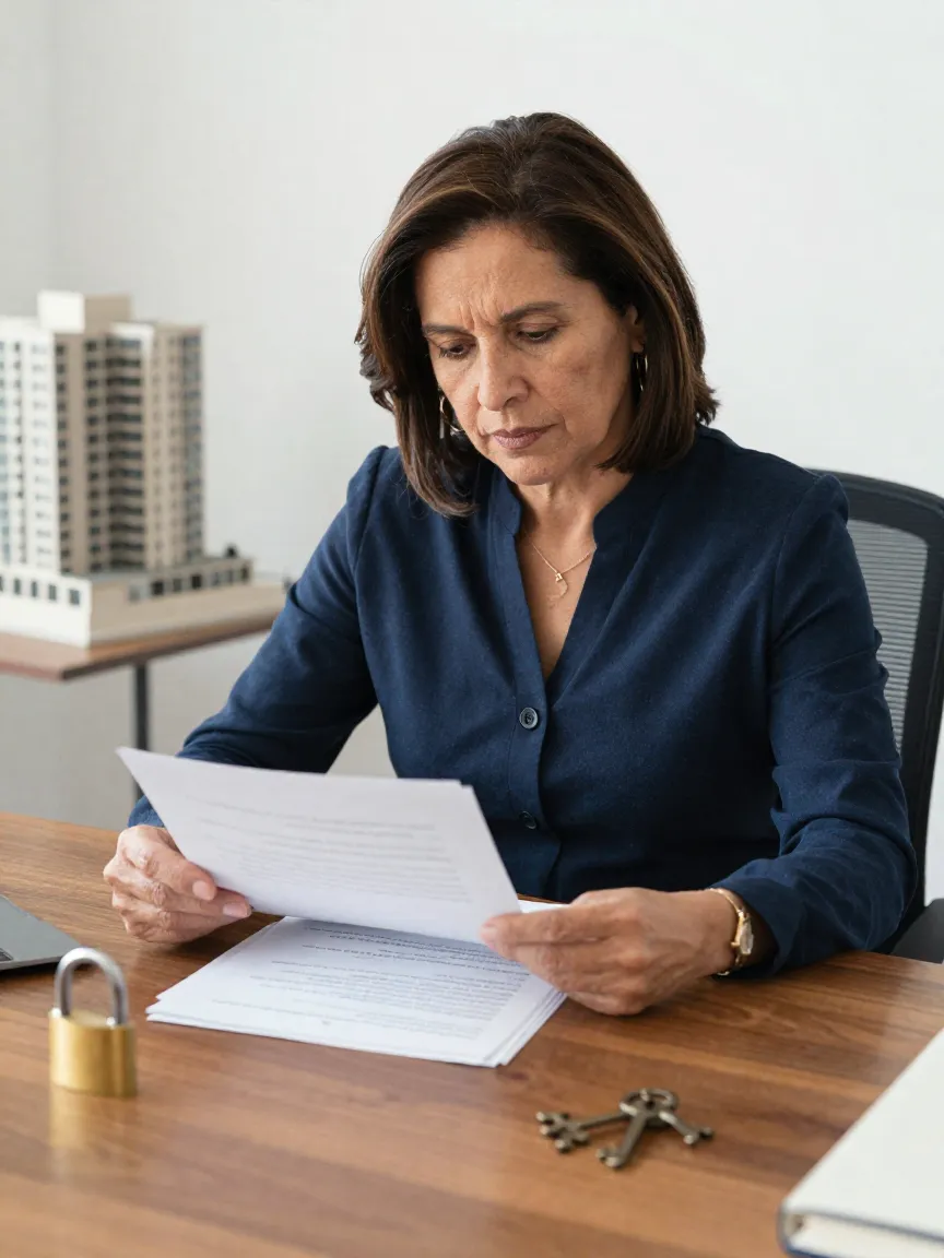 Propietaria revisando contratos de renta antes de firmar en Polanco