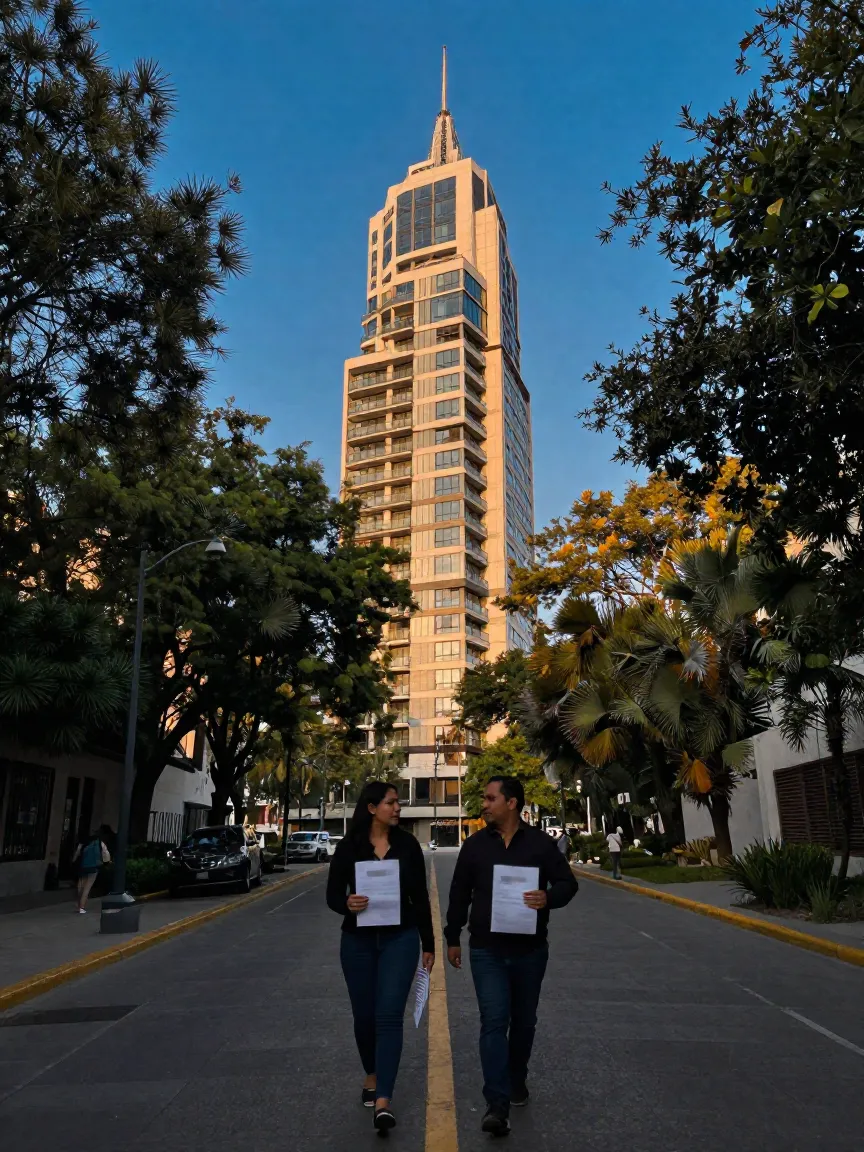 Avenida arbolada de Polanco con edificios residenciales de lujo en Miguel Hidalgo