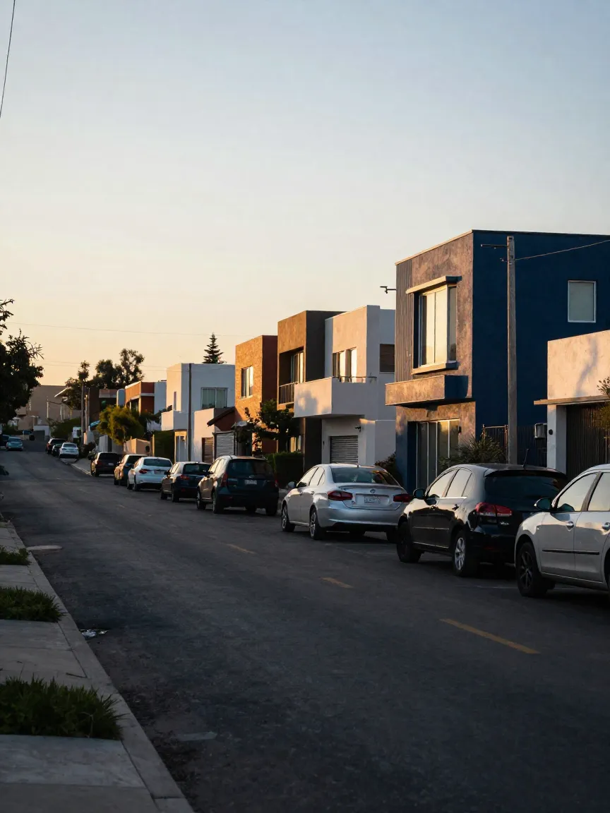 Vista de una zona residencial en el corredor Toluca-Metepec al atardecer