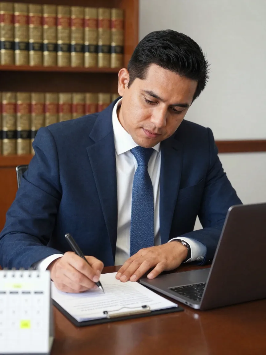 Abogado mexicano redactando plazos de aviso y penalizaciones