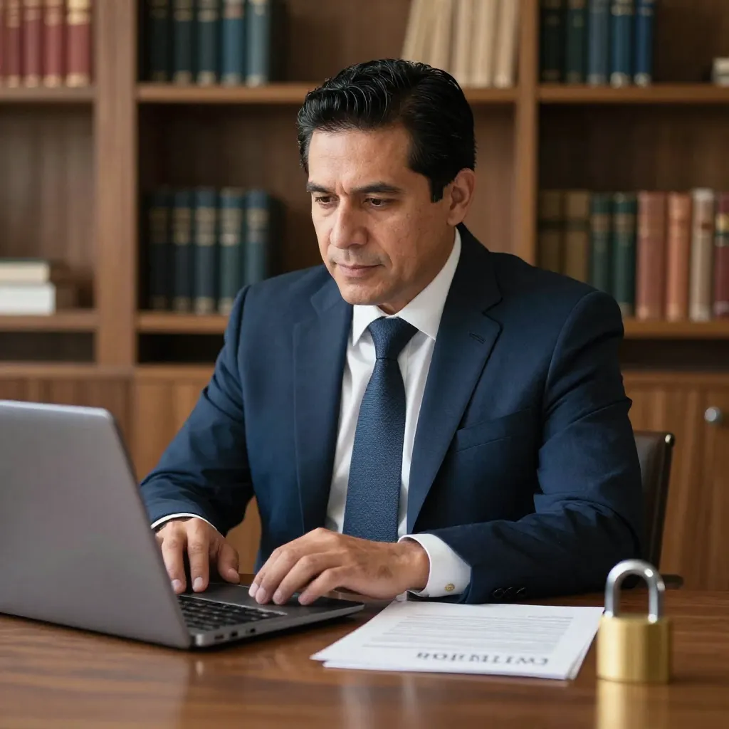 Abogado mexicano redactando una cláusula de prohibición en un contrato
